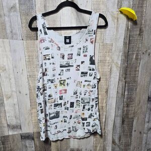 Insight 70s Inspired Collage Print Graphic Tank Top Artsy Retro Indie Streetwear